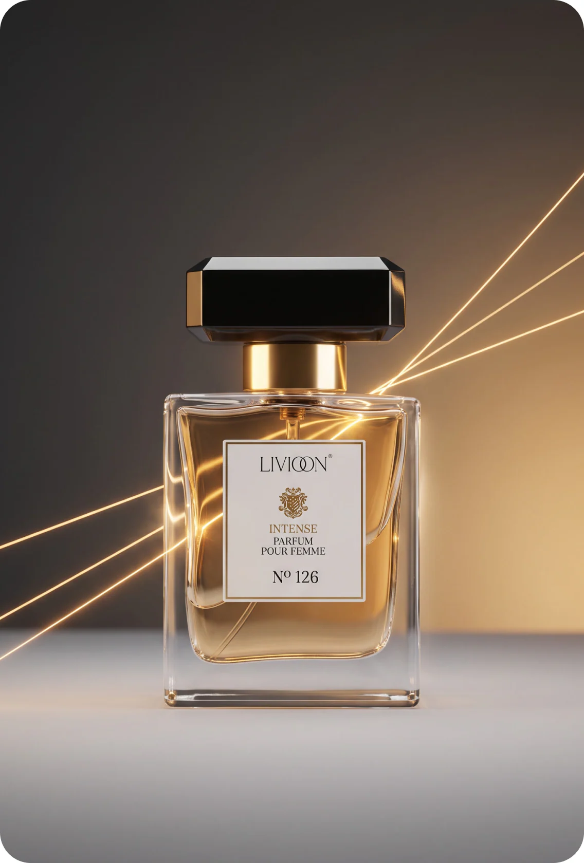 Livioon campaign exploration: bottle with golden light streaks